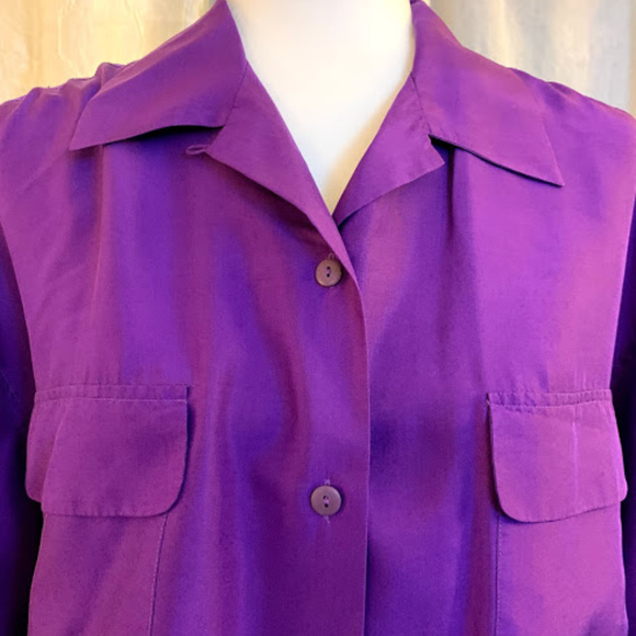 Vintage Silk Purple Button Down Shirt - Picture 2 of 6